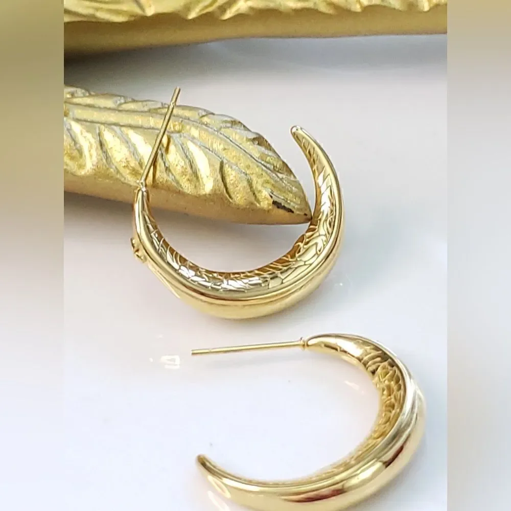 Anthro Etched Hoop Earrings